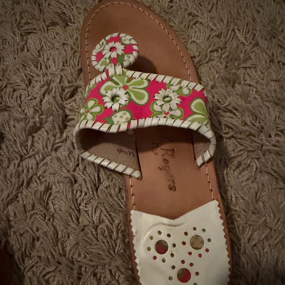 Jack Rogers Navajo Sandal Hot Pink and Green - Picture 4 of 4